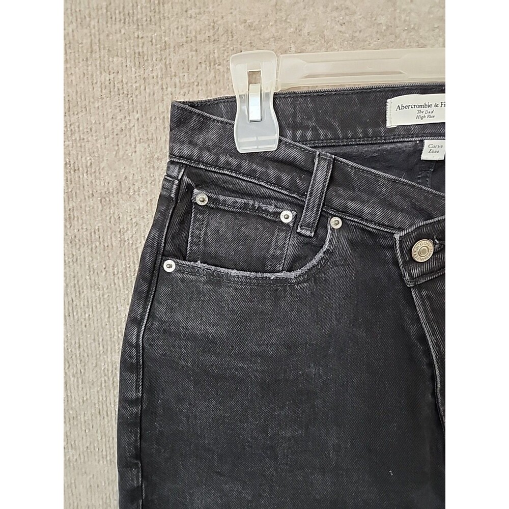 Abercrombie Fitch Dad Jeans Womens 29 8 Long Black Straight Tapered Curve Love - Picture 2 of 8